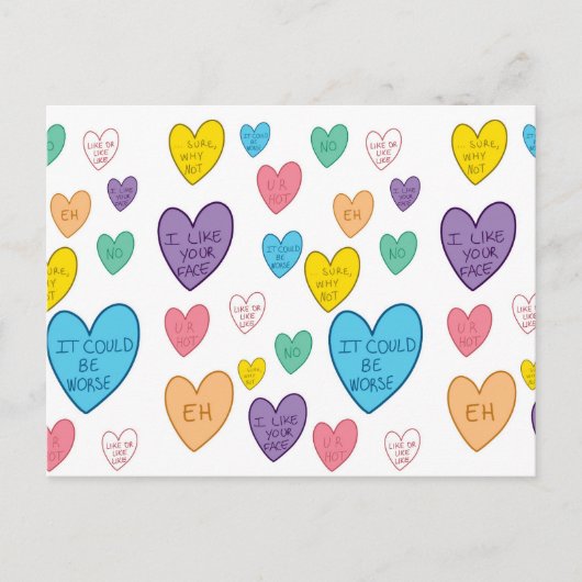 Candy Hearts Postkarte (Vorderseite)