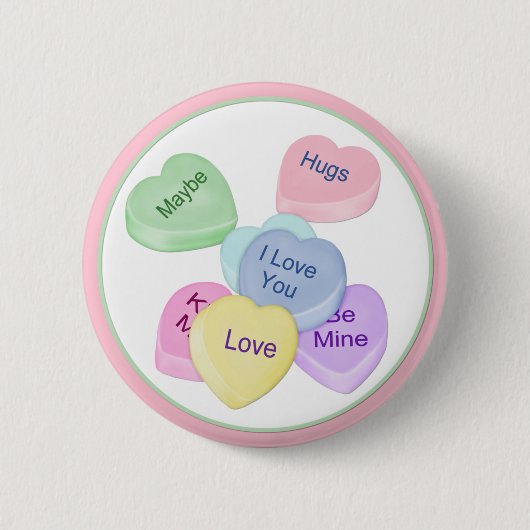 Candy Hearts und Text Button (Vorderseite)