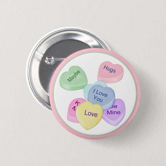 Candy Hearts und Text Button (Vorne & Hinten)
