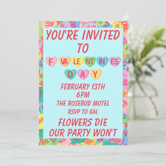 Candy Hearts V. 2.0 Einladung (Stehend Vorderseite)