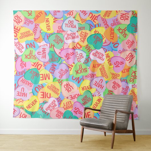 Candy Hearts V. 2.0 Wandteppich (Beispiel (Horizontal))