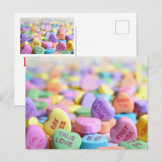 Candy Hearts Valentine Postkarte (Vorne/Hinten)