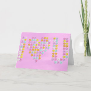 Candy Hearts Valentine's Card mit rosa Hintergrund Feiertagskarte