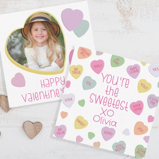 Candy Hearts Valentine's Day Card Foto Mitteilungskarte
