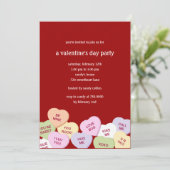 Candy Hearts Valentins Party Einladung (Stehend Vorderseite)