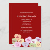 Candy Hearts Valentins Party Einladung (Vorne/Hinten)