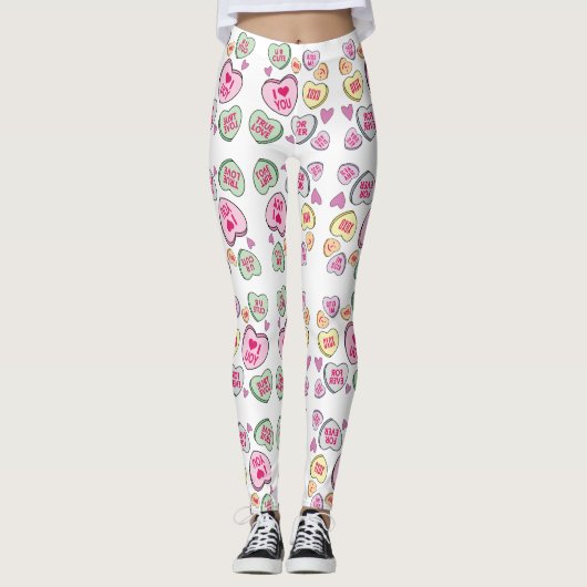 Candy Hearts Valentinstag Conversation Hearts Leggings (Vorderseite)