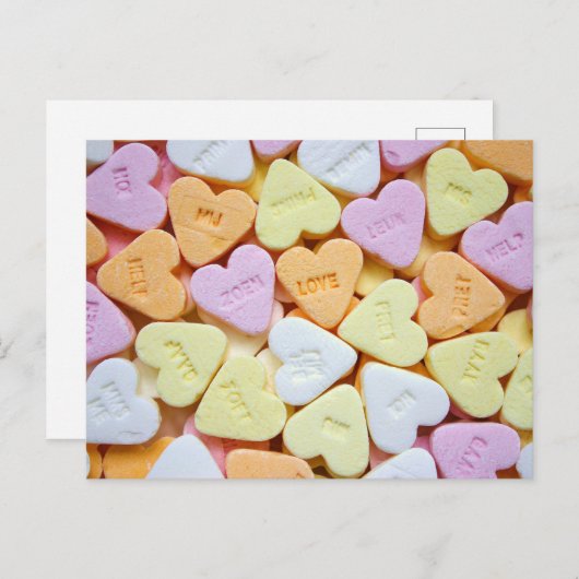 Candy Hearts Valentinstag Postkarte (Vorne/Hinten)
