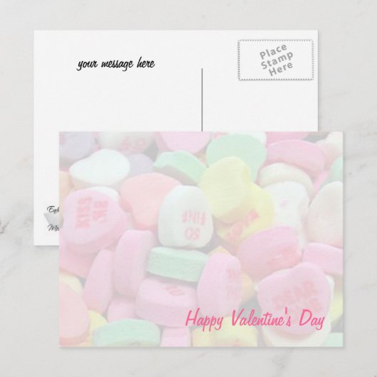 Candy Hearts Valentinstag Postkarten (Vorne/Hinten)