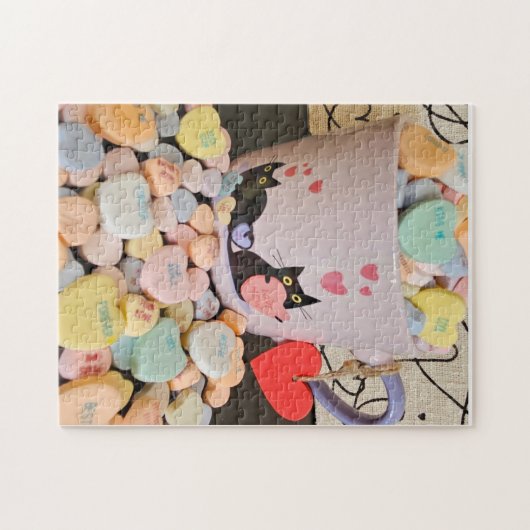 Candy Hearts with Cats Puzzle (Horizontal)