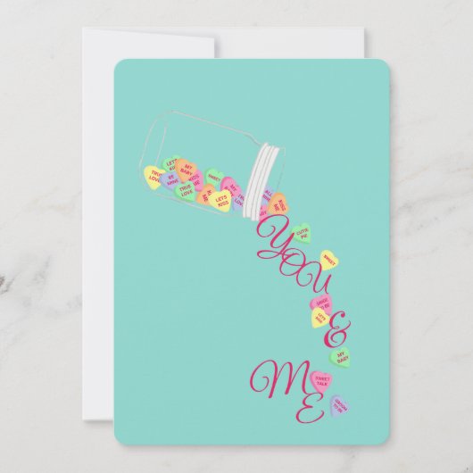 Candy Hearts You & Me Celebration Dusche Party Einladung (Vorderseite)