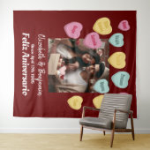 Candy Herzen Happy Jubiläum Spanisch Wandteppich (Beispiel (Horizontal))