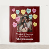 Candy Herzen Happy Jubiläum Spanisch Wandteppich (Vorderseite)