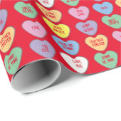 Candy Hört benutzerdefinierte Nachrichten Valentin Geschenkpapier (Rolleneckpunkt)