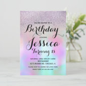 Candy Ink Liquid Marble Glitzer Birthday Teen Einladung (Stehend Vorderseite)