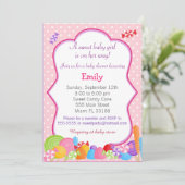 Candy Invitation Baby Girl Dusche Rosa Einladung (Stehend Vorderseite)