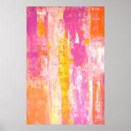 "Candy Land" Abstrakte Kunst in Rosa und Orange Poster