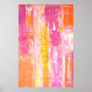 "Candy Land" Abstrakte Kunst in Rosa und Orange Poster