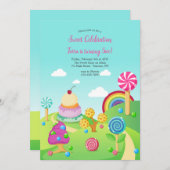 Candy Land Birthday Einladung (Vorne/Hinten)