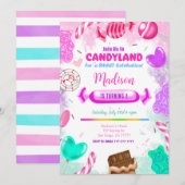 Candy Land Birthday Einladung (Vorne/Hinten)