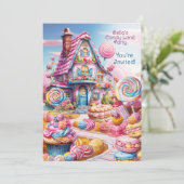 Candy Land Birthday Einladung Whimsical (Stehend Vorderseite)