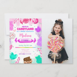 Candy Land Birthday Foto Einladung