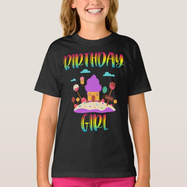 Candy Land Birthday Girl T-Shirt (Vorderseite)