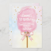 Candy Land Cotton Candy Birthday Einladung (Vorne/Hinten)