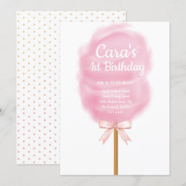 Candy Land Cotton Candy Pink Geburtstagsparty Einladung