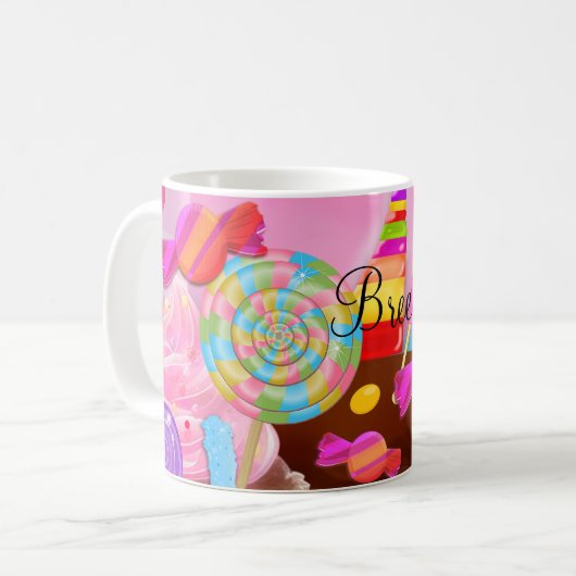 Candy Land Fantasy Cupcakes & Sweet Candy Custom Kaffeetasse (Vorderseite Links)