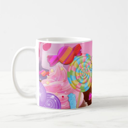 Candy Land Fantasy Cupcakes & Sweet Candy Custom Kaffeetasse (Links)
