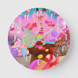 Candy Land Fantasy Süßigkeiten Boutique Style Cust Runde Wanduhr
