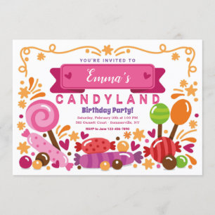 Candy Land Geburtstagsparty Einladung