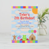 Candy Land Geburtstagsparty Einladung (Stehend Vorderseite)