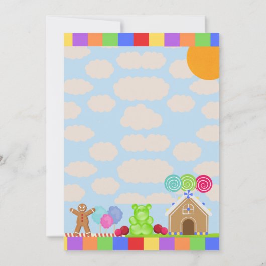 Candy Land Geburtstagsparty Einladung (Rückseite)