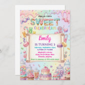 Candy Land Girl Birthday Sweet Celebration Rainbow Einladung (Vorne/Hinten)