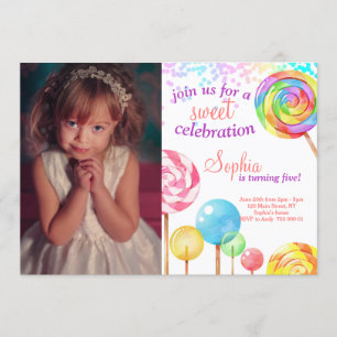 Candy Land Girl Birthday Sweet Lollipops Einladung