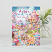 Candy Land House Einladung zum Geburtstag (Stehend Vorderseite)