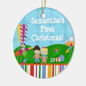 Candy Land Lolly Pop Personalisierter Name Ornamen Keramik Ornament (Links)