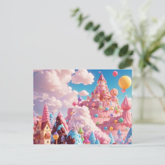 Candy Land mit Blume Postkarte (Stehend Vorderseite)