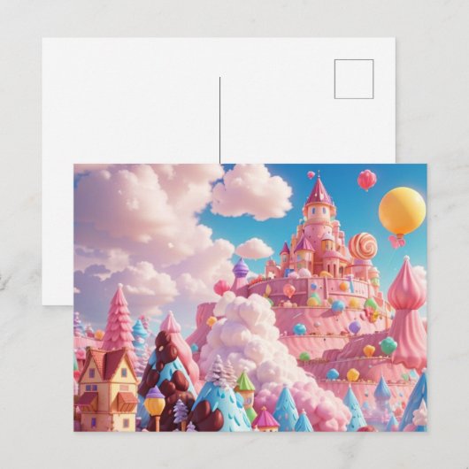 Candy Land mit Blume Postkarte (Vorne/Hinten)