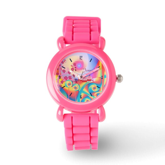 Candy Land, niedliche individuelle Name Uhr (Vorderseite)