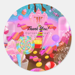 Candy Land Party Fantasy Candy Cupcakes Favor Runder Aufkleber