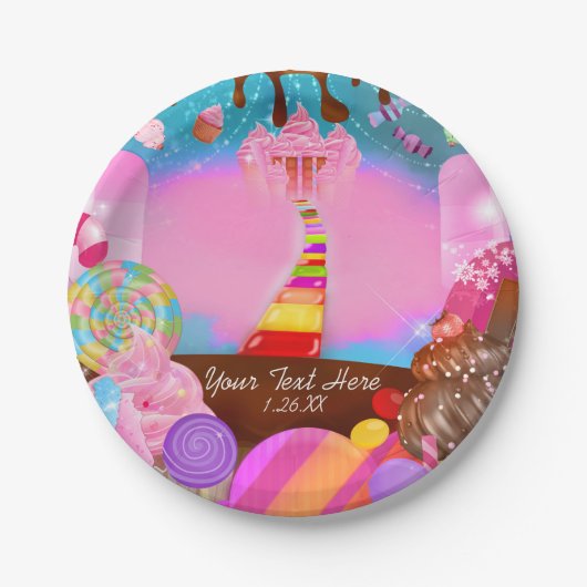 Candy Land Party Fantasy Geburtstag Personalisiert Pappteller (Vorderseite)