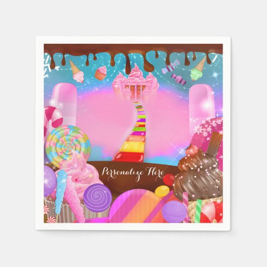Candy Land Party Fantasy Geburtstag Personalisiert Serviette (Vorderseite)