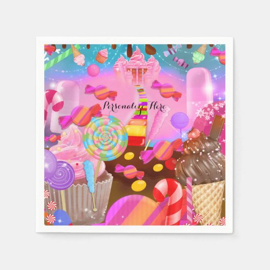 Candy Land Party Fantasy Geburtstag Personalisiert Serviette (Vorderseite)