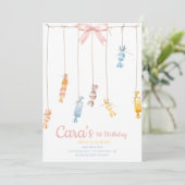 Candy Land Pink Erster Geburtstag Party Einladung (Stehend Vorderseite)