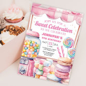 Candy Land Pink Sweet Celebration Birthday Einladung