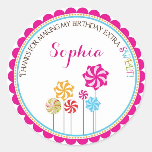 Candy Land Pinwheel Geburtstagsaufkleber Runder Aufkleber (Vorderseite)