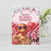 Candy Land Süßigkeiten Herz Party Einladungen (Stehend Vorderseite)